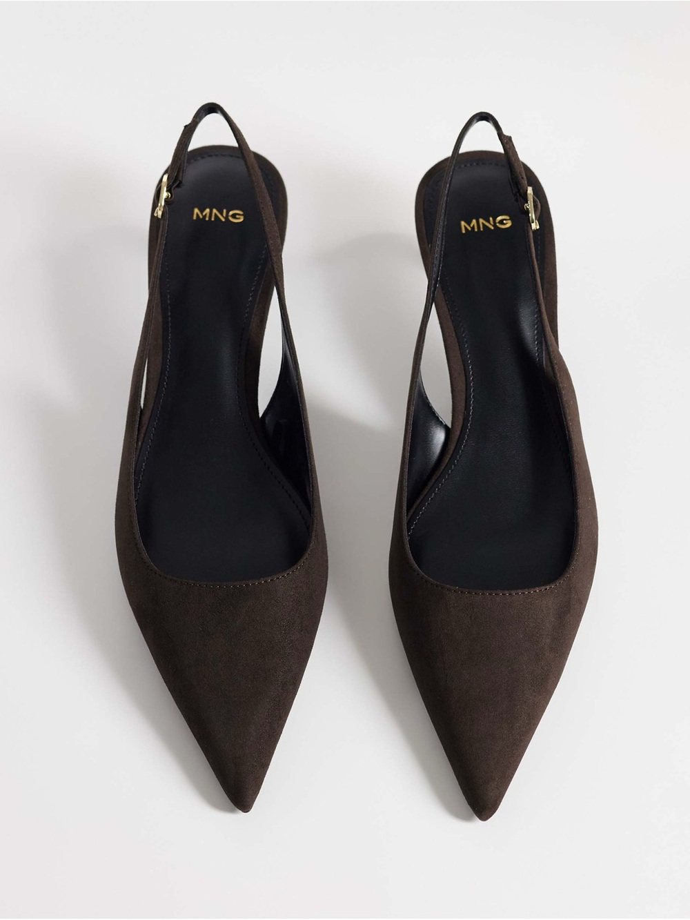 Mango low heeled slingback court shoe in brown NWT